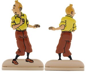 Figurine Tintin relief en métal peinte à la main Recto/verso- Le Secret de la Licorne - Moulinsart 2010 -